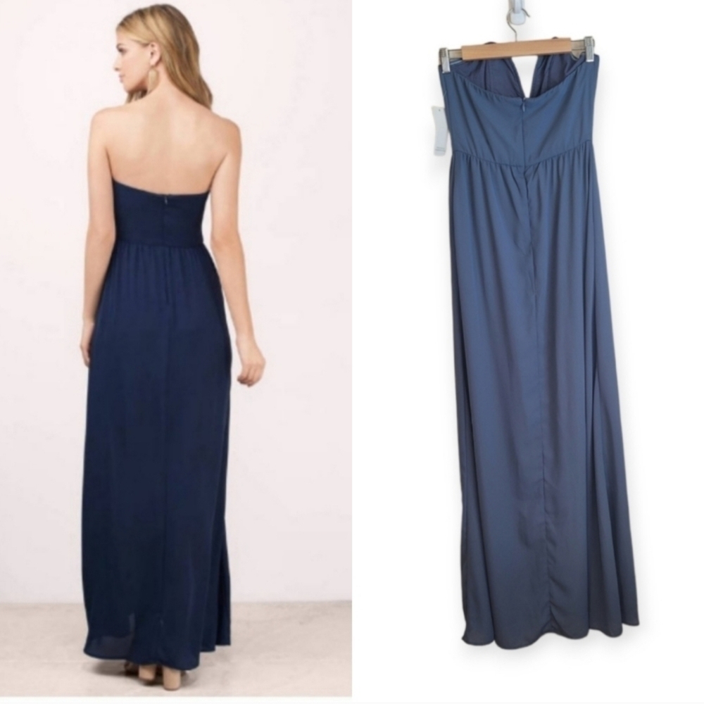 TOBI Krystal Light Blue Strapless Maxi Dress Size Small - Picture 2 of 11